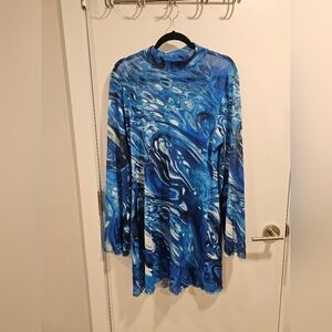 Blue Swirl Pattern Mini Dress
